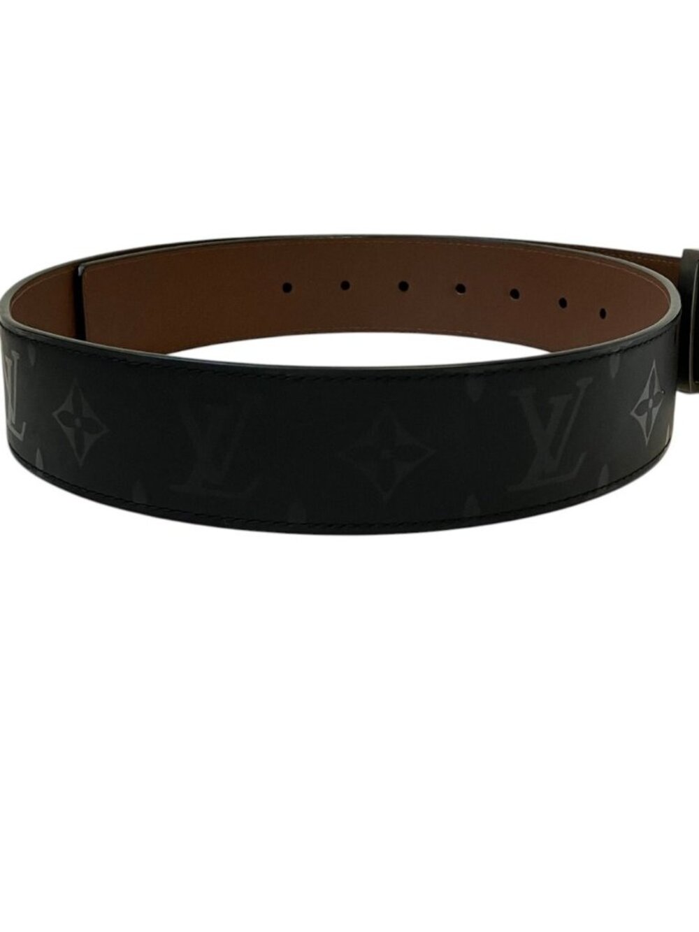 Louis Vuitton Ceinture LV Initial Pyramid Monogram Illusion Leather Belt Black - Picture 4 of 12